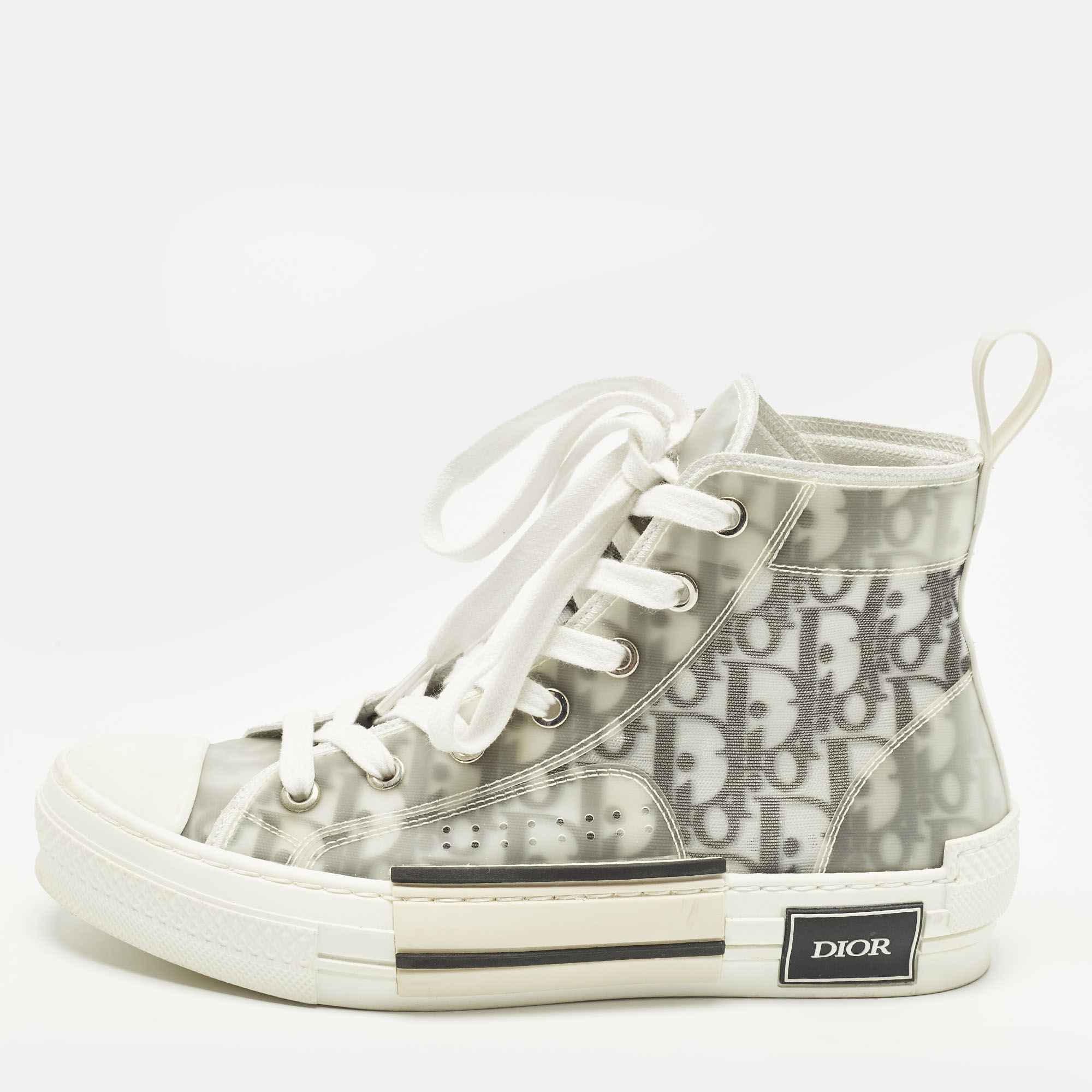 

Dior Oblique Size  White/Green Mesh and PVC High Top Sneakers