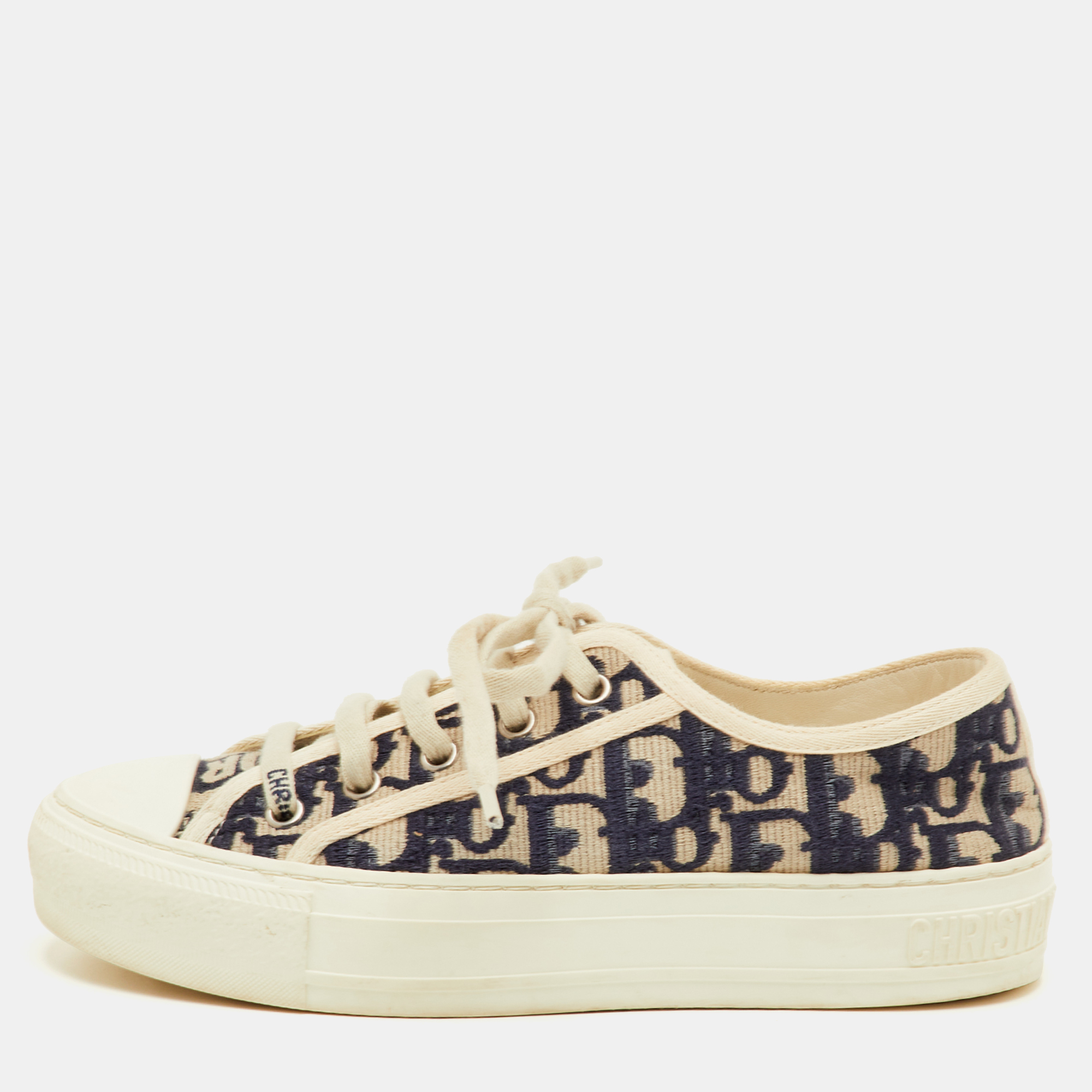 

Dior Walk'n'Dior Size  Navy Blue/White Oblique Canvas and Rubber Low Top Sneakers