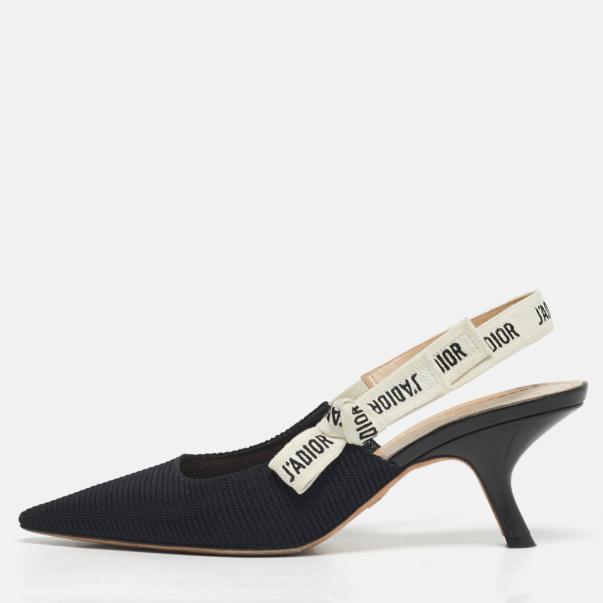 Pre-owned Dior J'a Size 40 Black Fabric Slingback Pumps