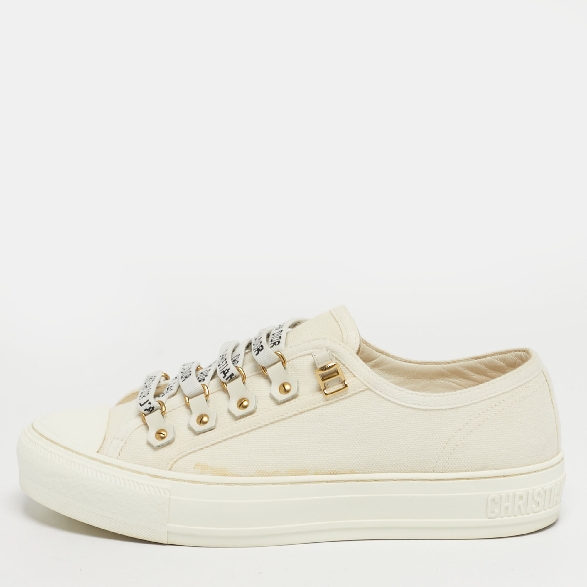 

Dior Walk'n'Dior Size  Cream Canvas Low Top Sneakers