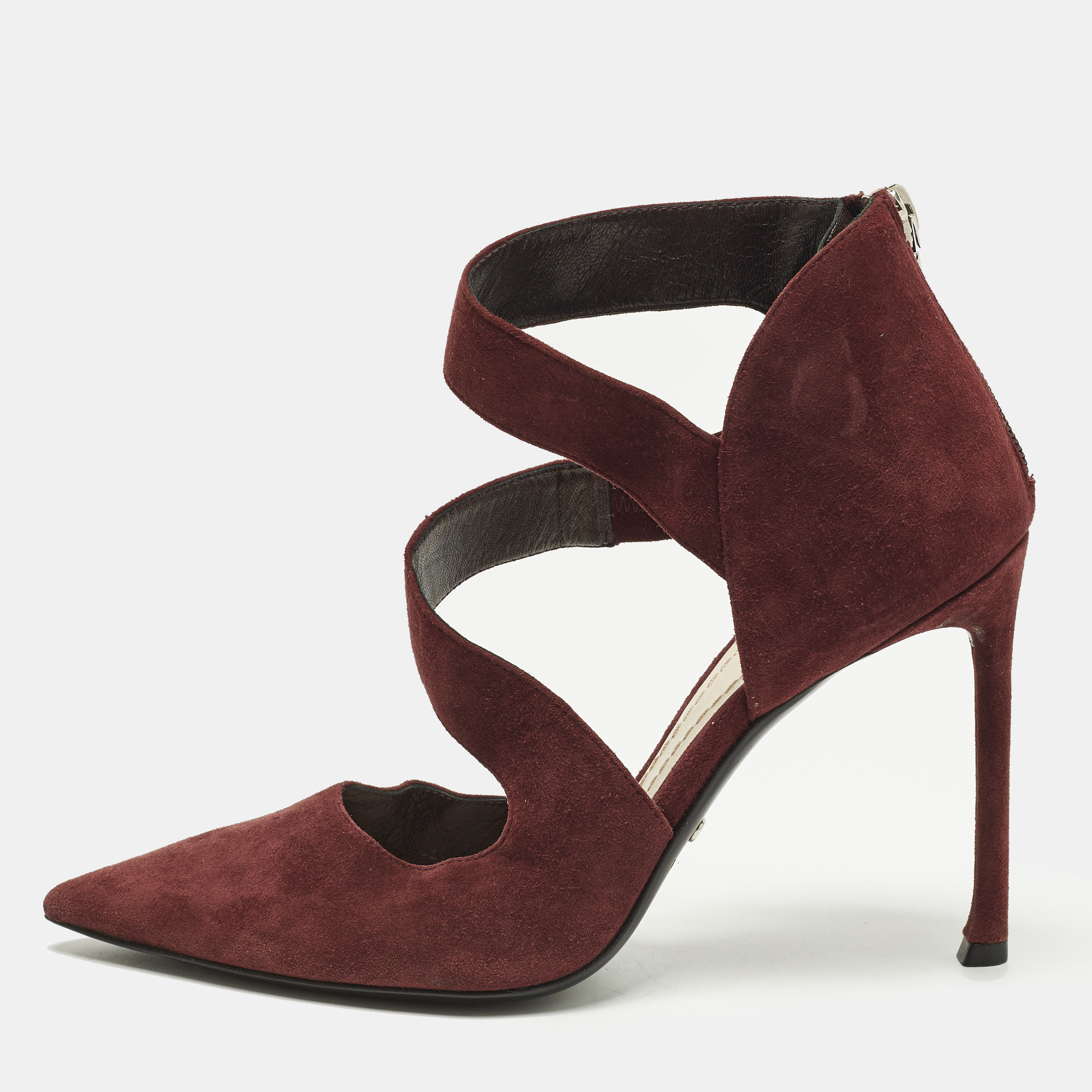 

Dior Size  Burgundy Suede Ankle Strap D'orsay Pointed Toe Pumps