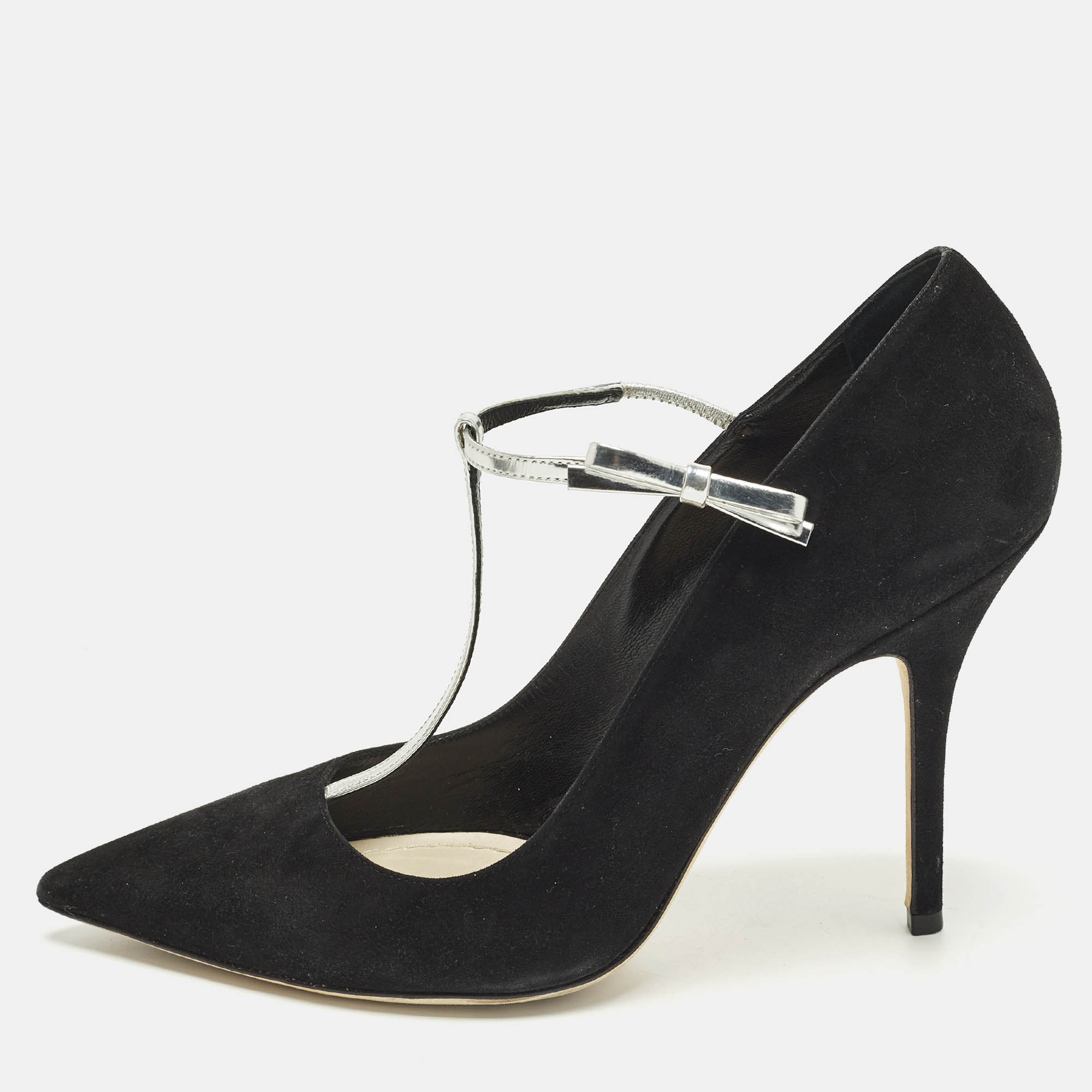 Pre-owned Dior Coquette Size 39.5 Black Leather And Suede Mary Jane Pumps