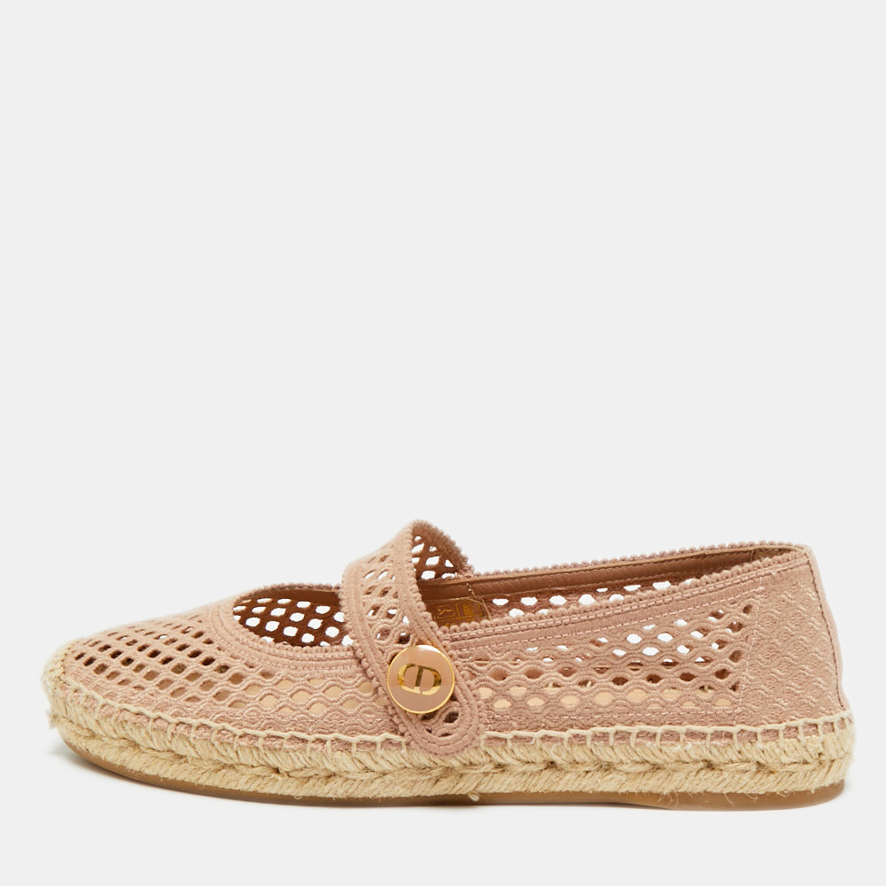 

Dior Caro Size  Pink Knit Fabric Espadrille Flats