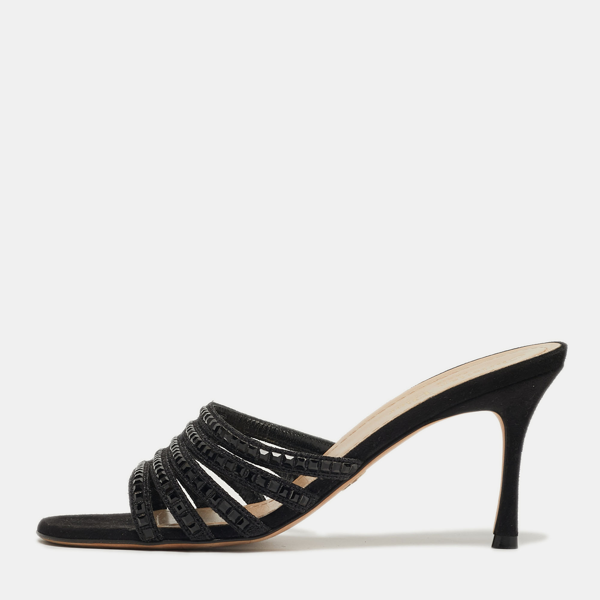 

Dior Size  Black Suede Crystal Embellished Slide Sandals