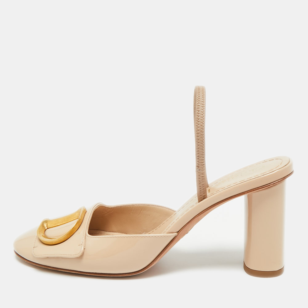 

Dior C'est Size  Beige Patent Leather Slingback Pumps