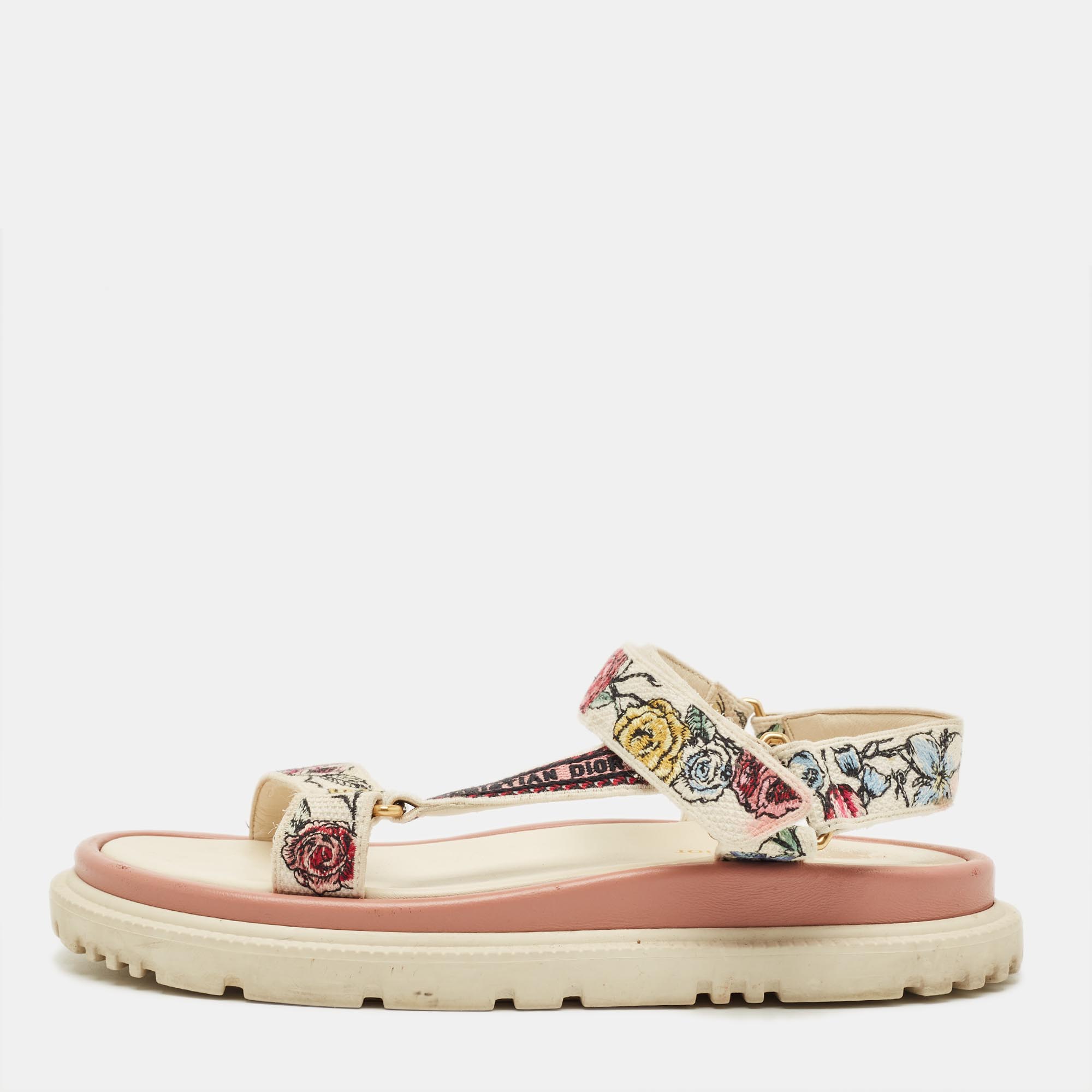 

Dior D-Wave Size  Multicolor Canvas Ankle Strap Sandals