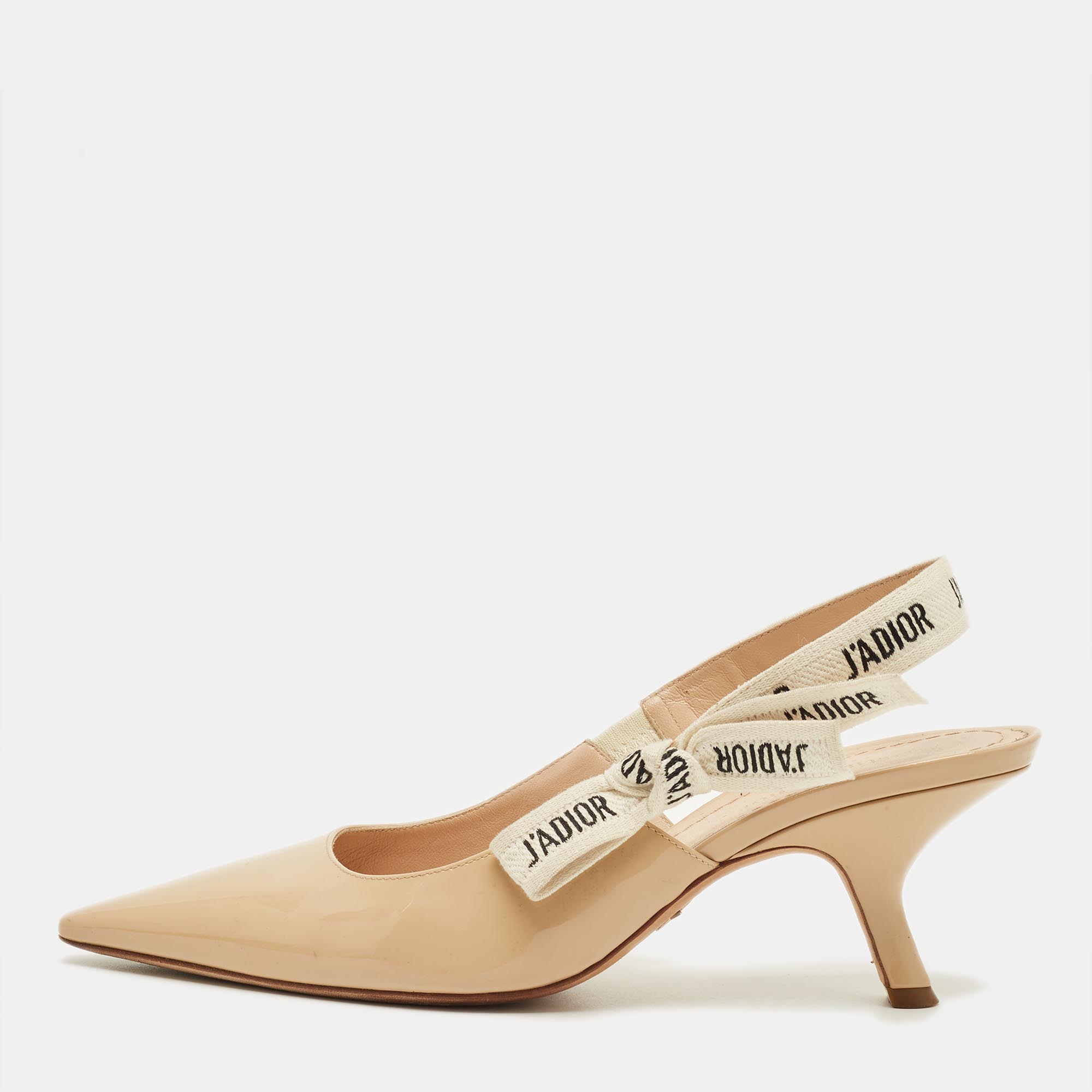 

Dior J'Adior Size  Beige Patent Leather Slingback Pumps