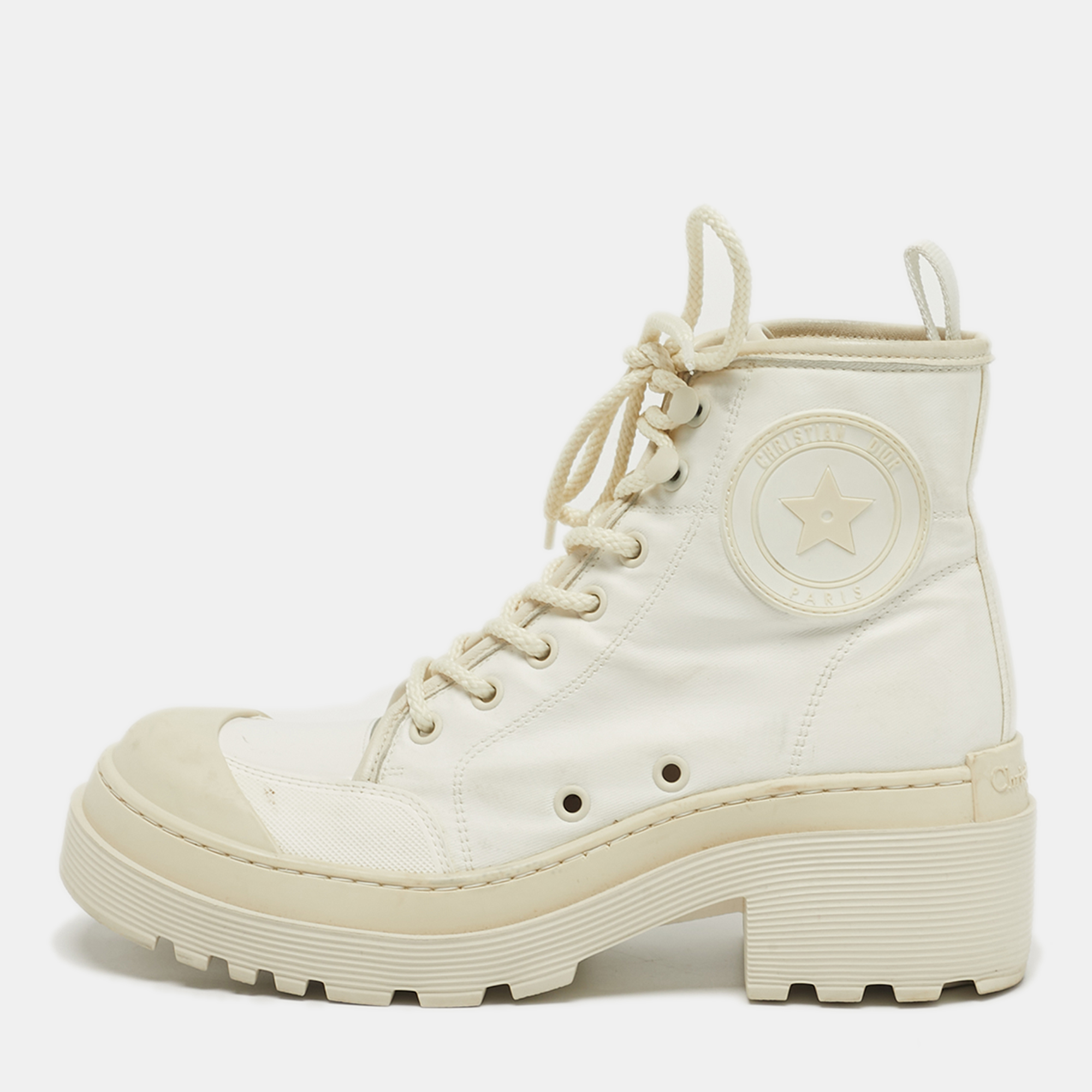 

Dior Size  White Canvas and Leather Combat Boots