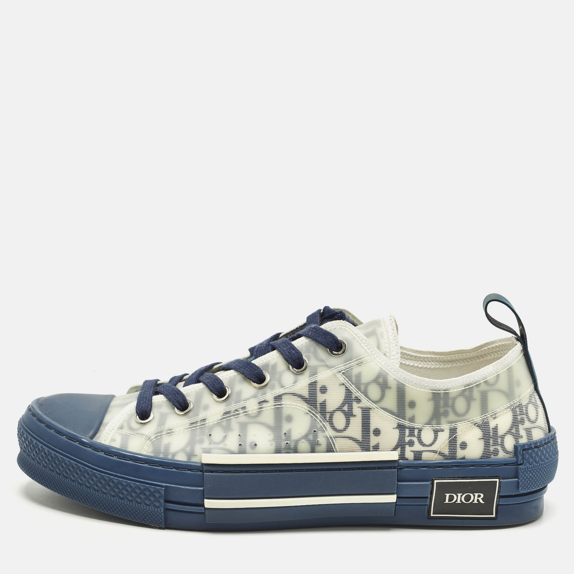

Dior Size  White/Grey Oblique Mesh and Rubber B23 Low Top Sneakers, Navy blue