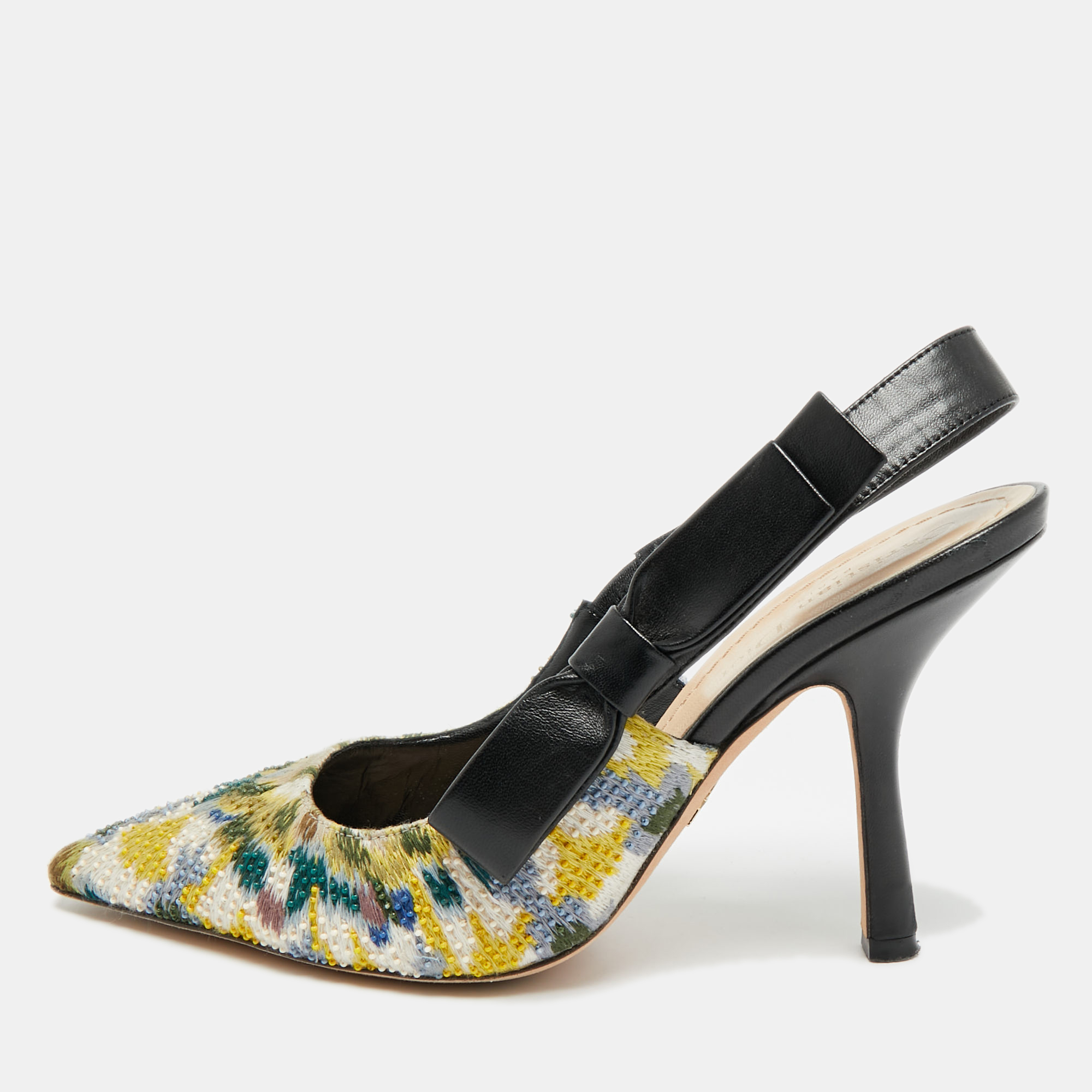 

Dior J'Adior Size  Multicolor Jacquard Slingback Pumps