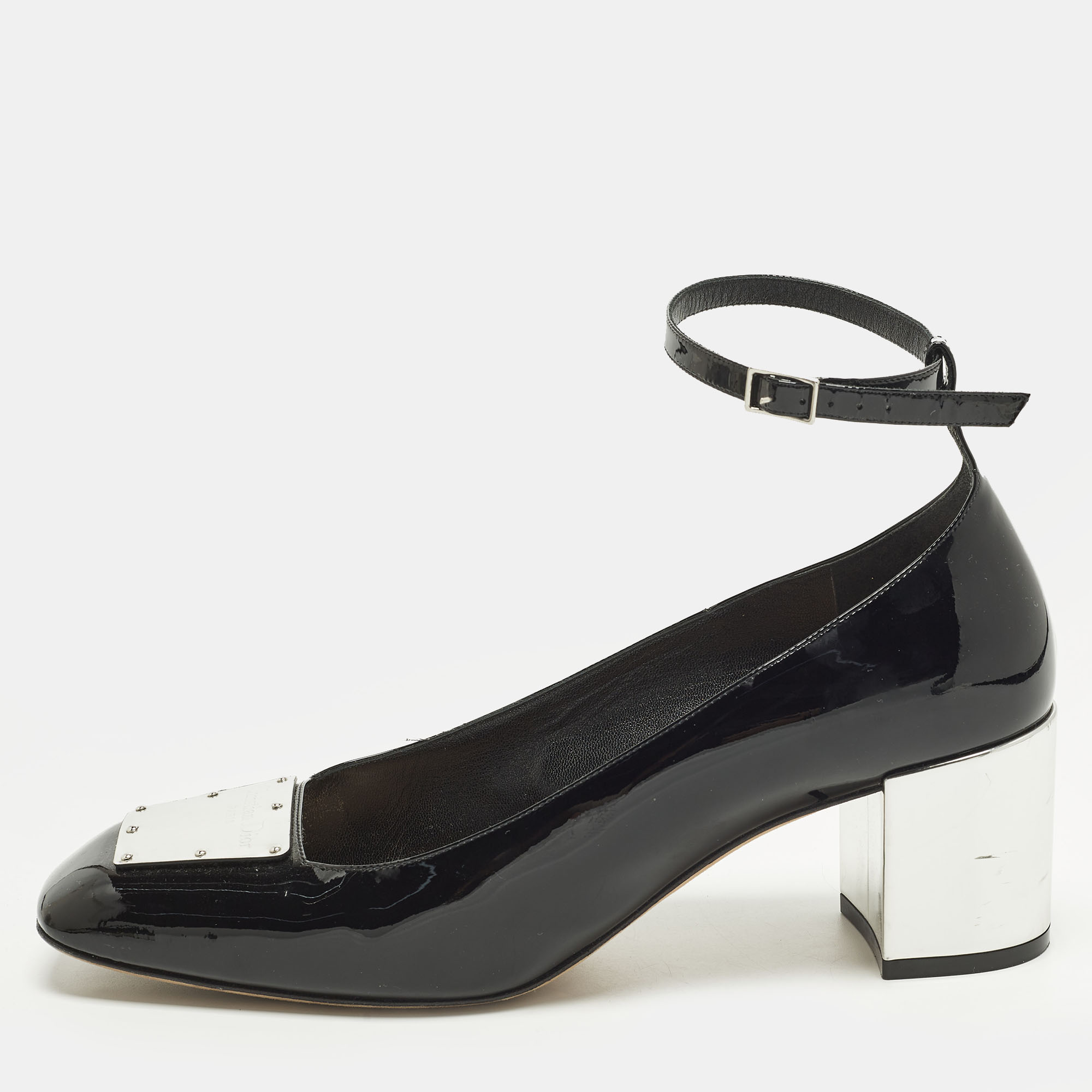 

Dior Size  Black Patent Leather Ankle Strap Pumps