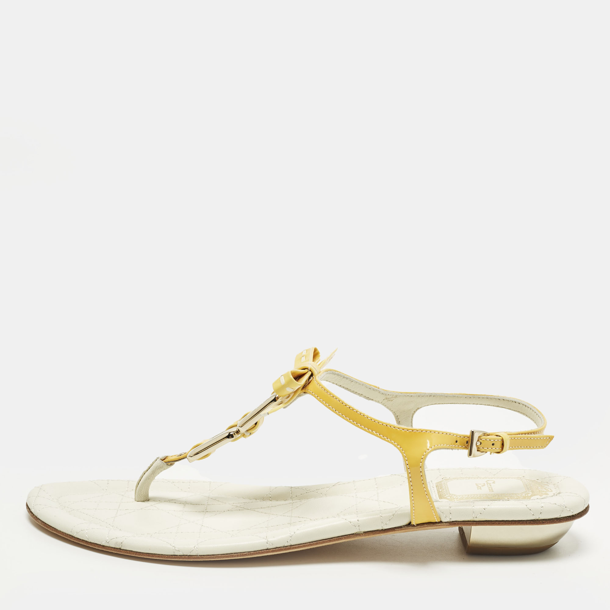 

Dior Size  Yellow Patent Leather T-Strap Sandals