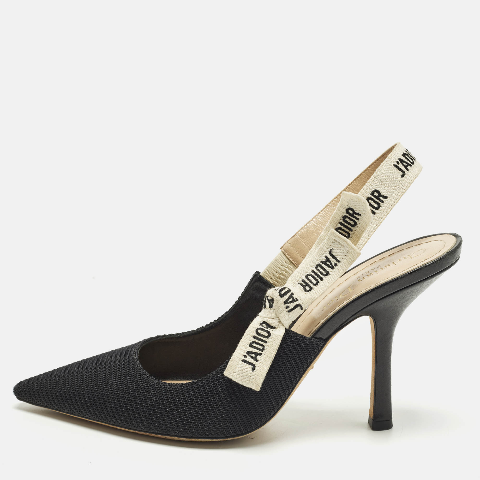 

Dior J'Adior Size  Black Fabric and Mesh Slingback Pumps