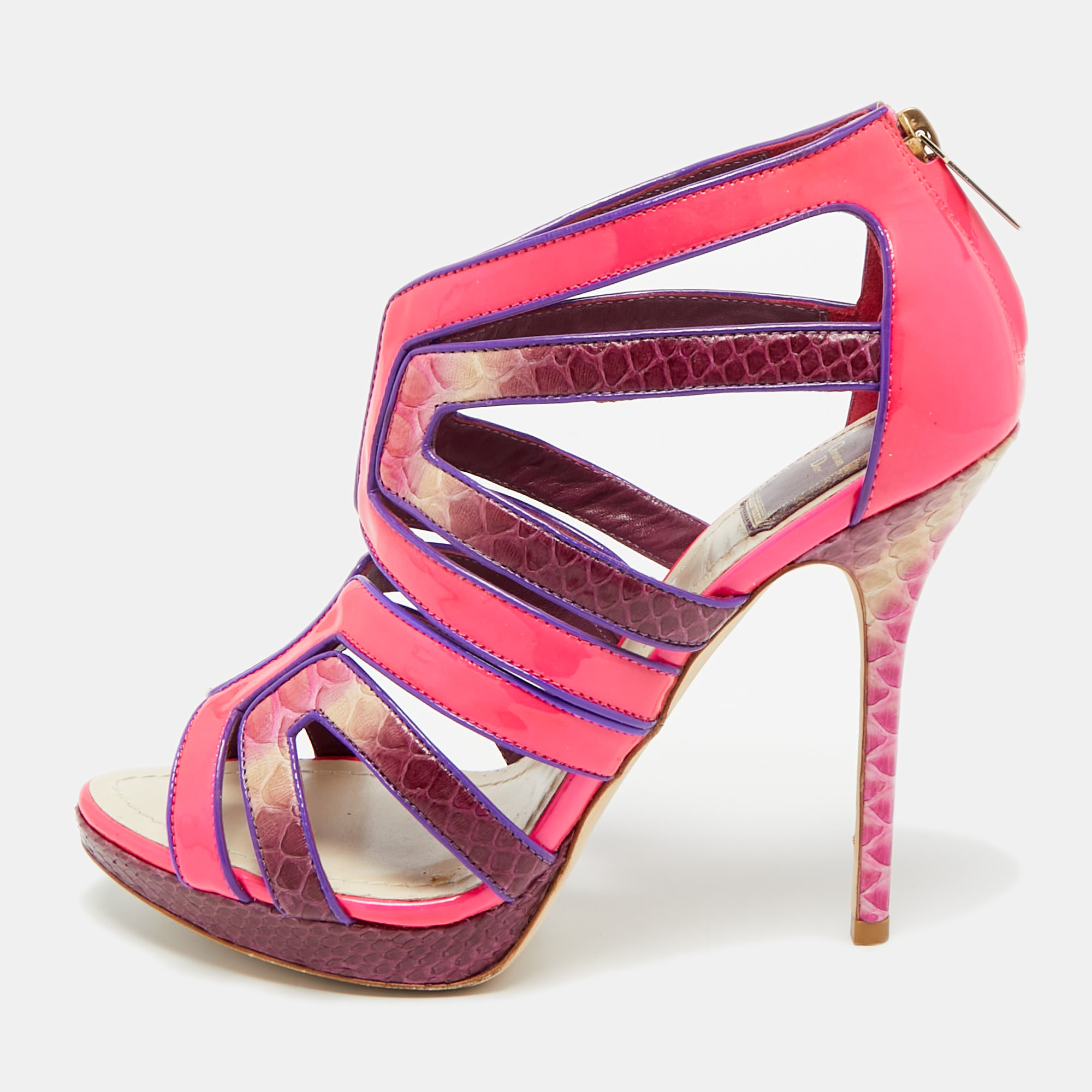 

Dior Size  Pink Patent Leather and Python Leather Strappy Sandals