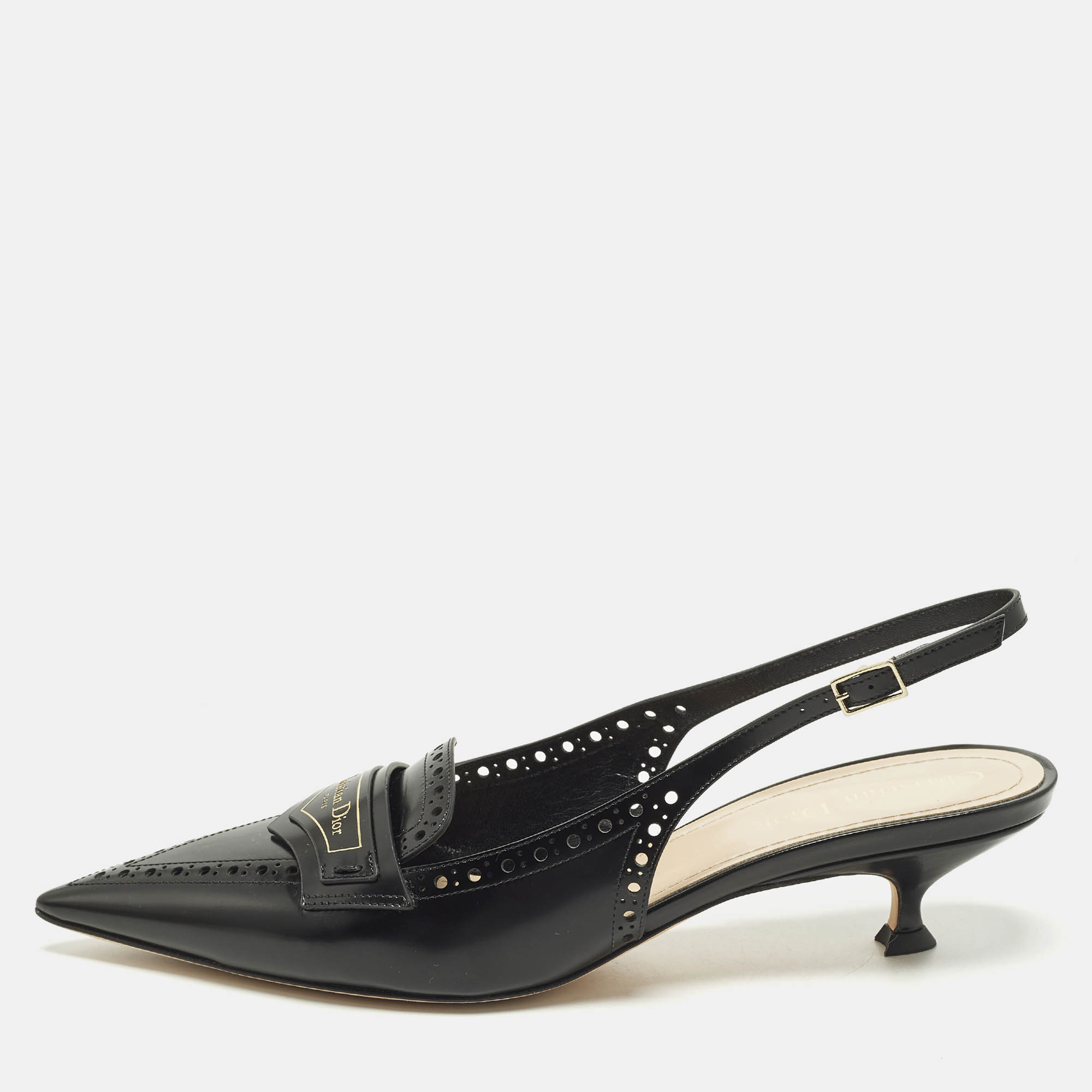 

Dior Boy Size  Black Leather Slingback Pumps