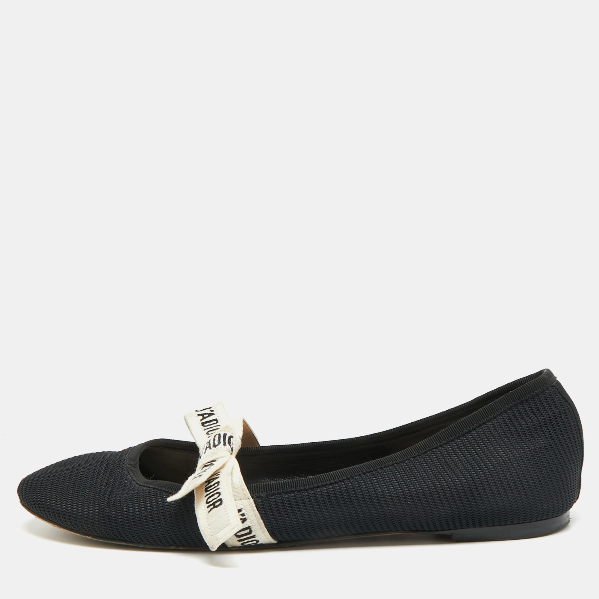 

Dior J'Adior Size  Black/White Technical Fabric Ballet Flats