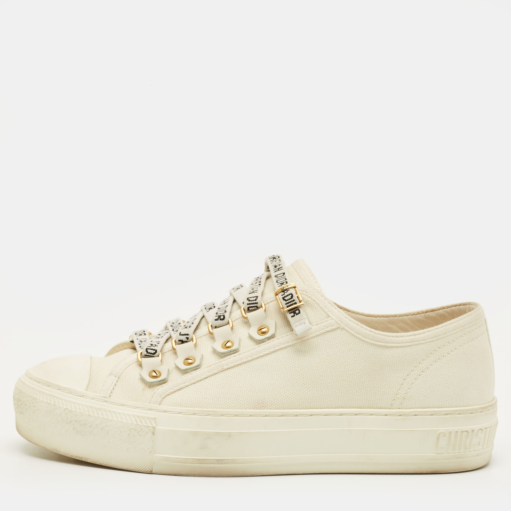 

Dior Walk'n'Dior Size  Cream Canvas Low Top Sneakers