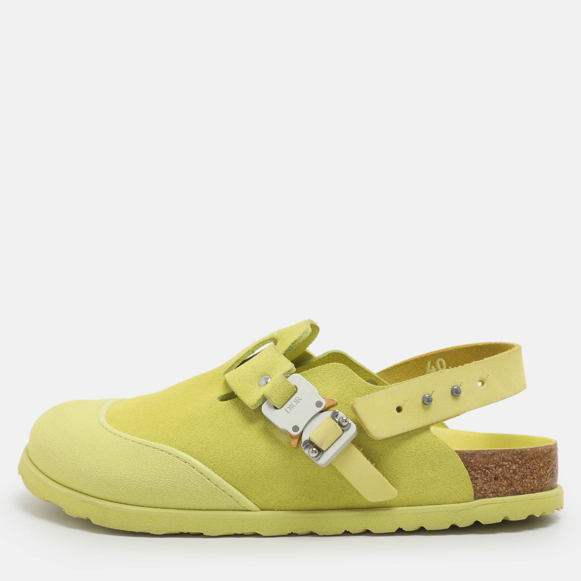 

DIOR x Birkenstock Tokio Size 40 Yellow Suede Mule Sandals