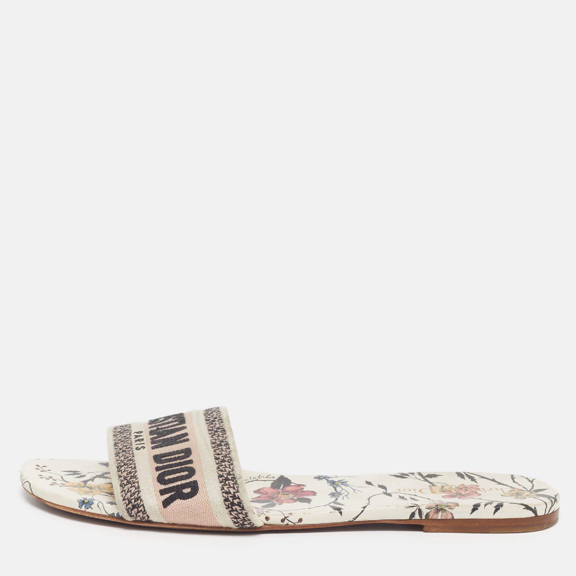 

Dior Dway Size  Cream/Black Canvas Flat Slides