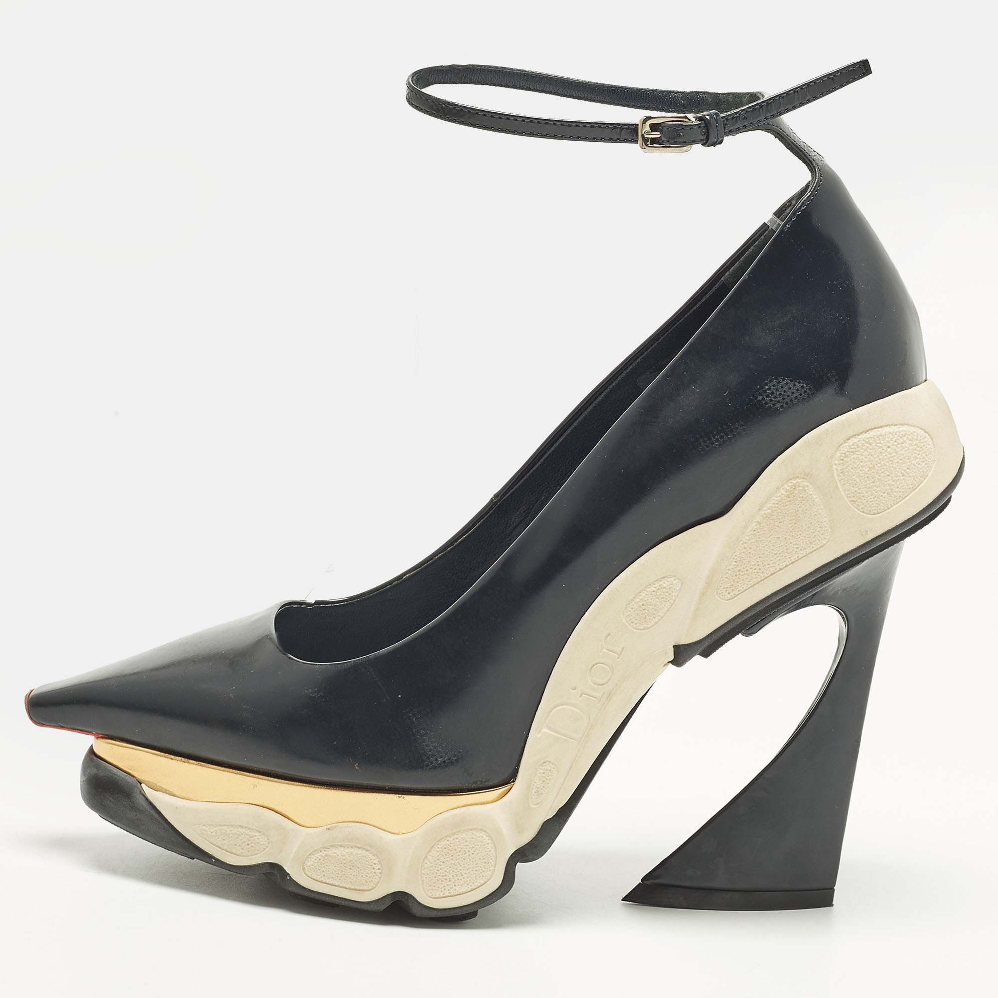 

Dior Runaway Size  Navy Blue Patent Leather Sneaker Pumps