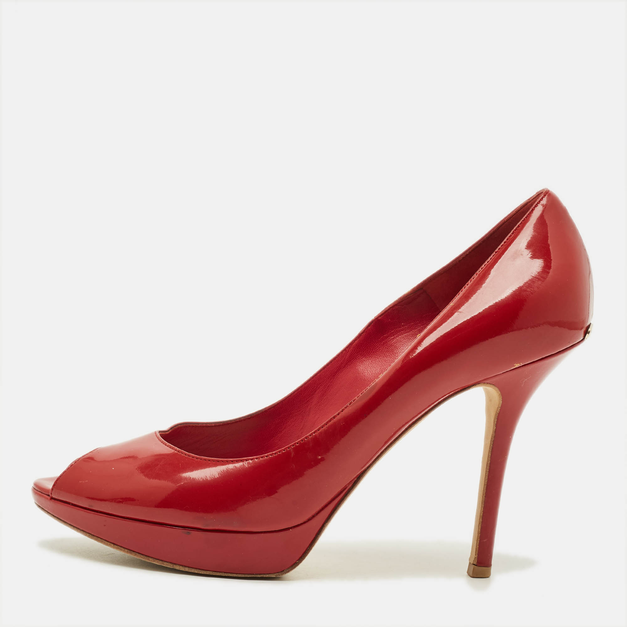 

Dior Miss Dior Size  Red Patent Leather Peep Toe Pumps