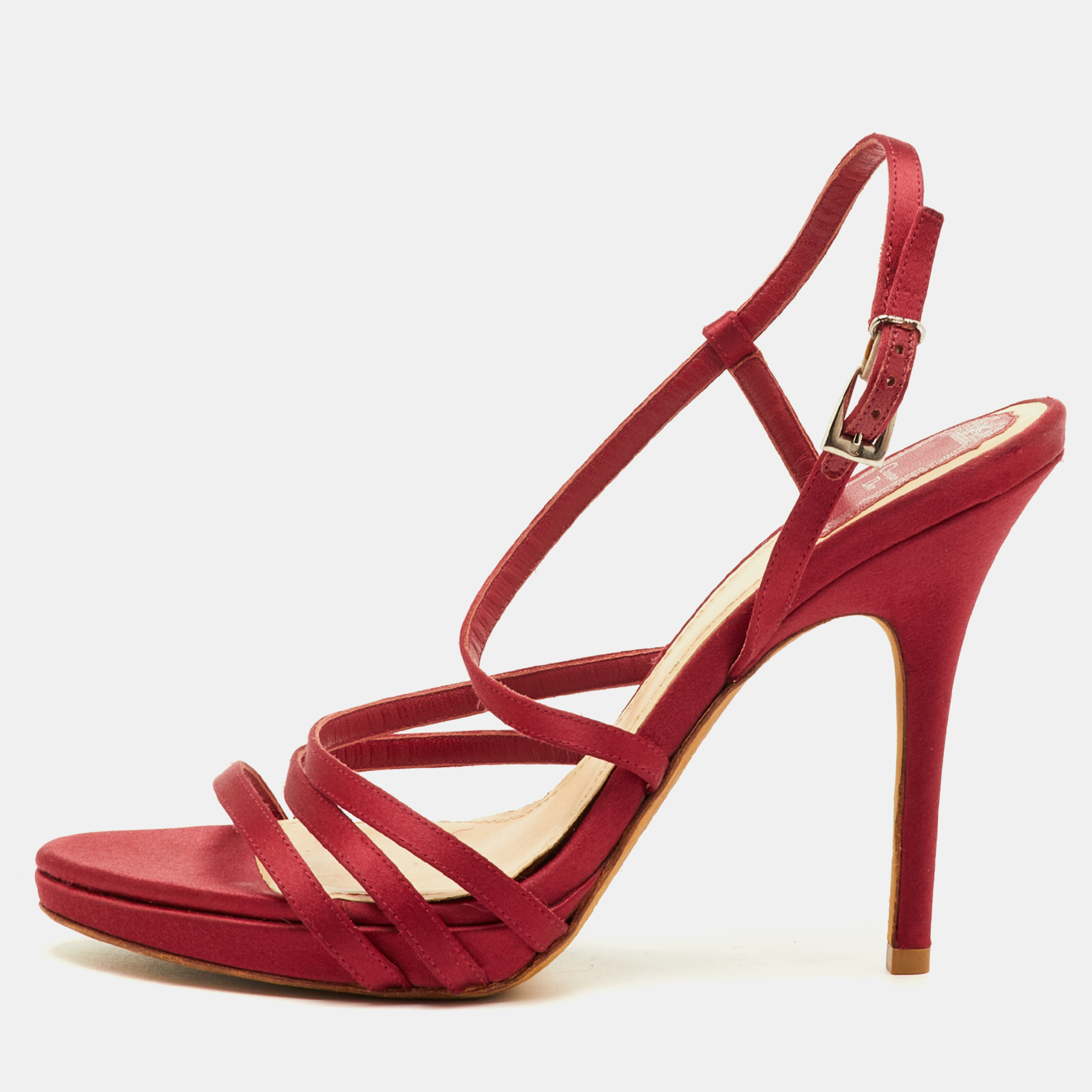 

Dior Strappy Size  Red Satin Slingback Platform Sandals