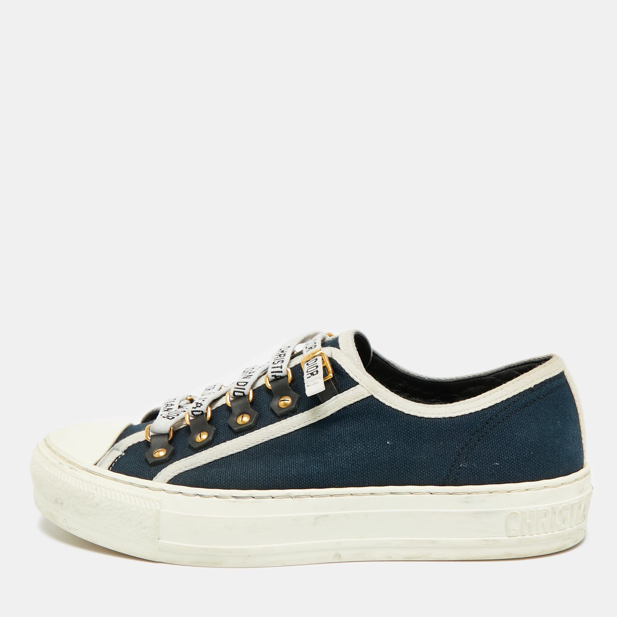 

Dior Walk'n'Dior Size  Navy Blue Canvas Low Top Sneakers