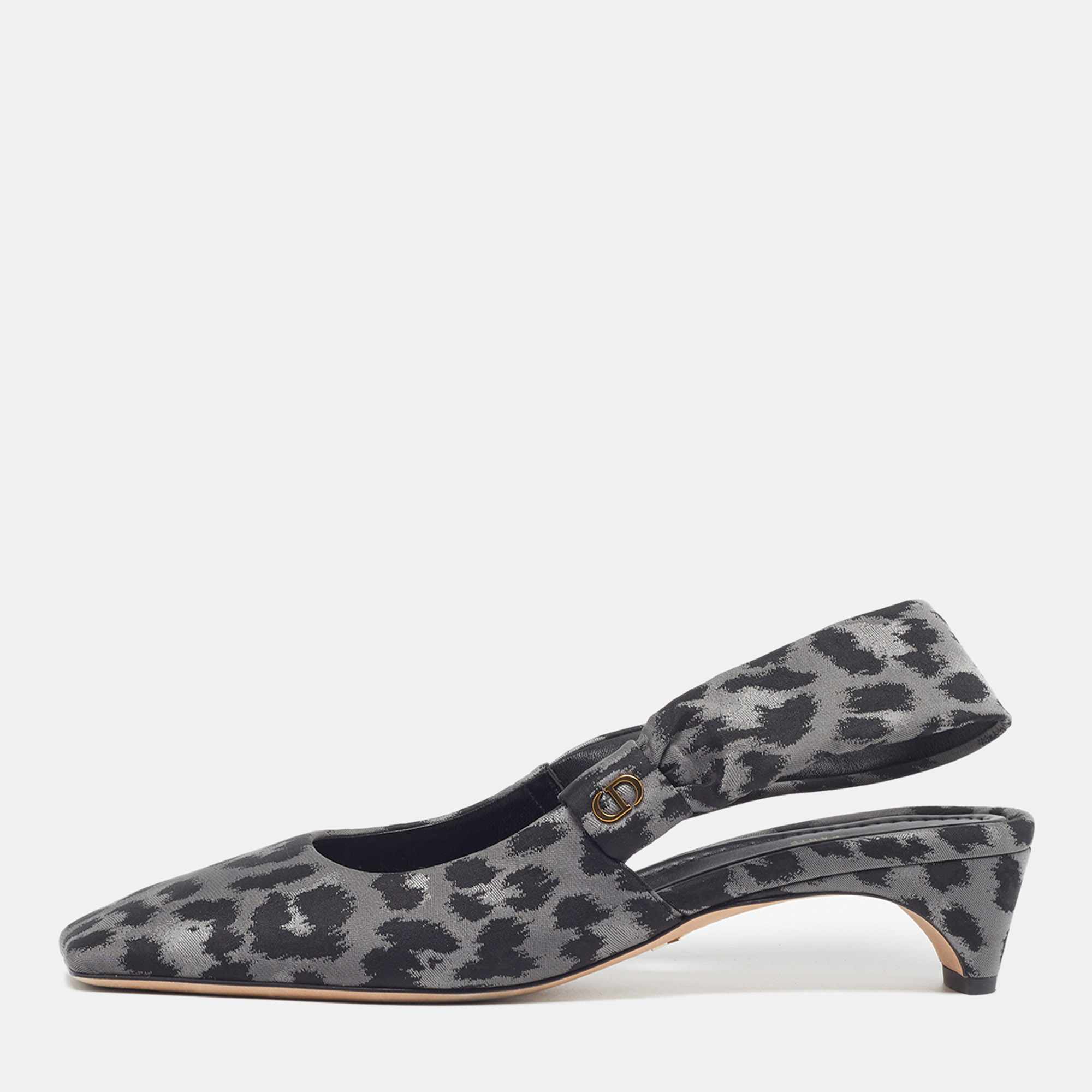 

Dior Mizza Size  Grey/Black Jacquard Slingback Pumps
