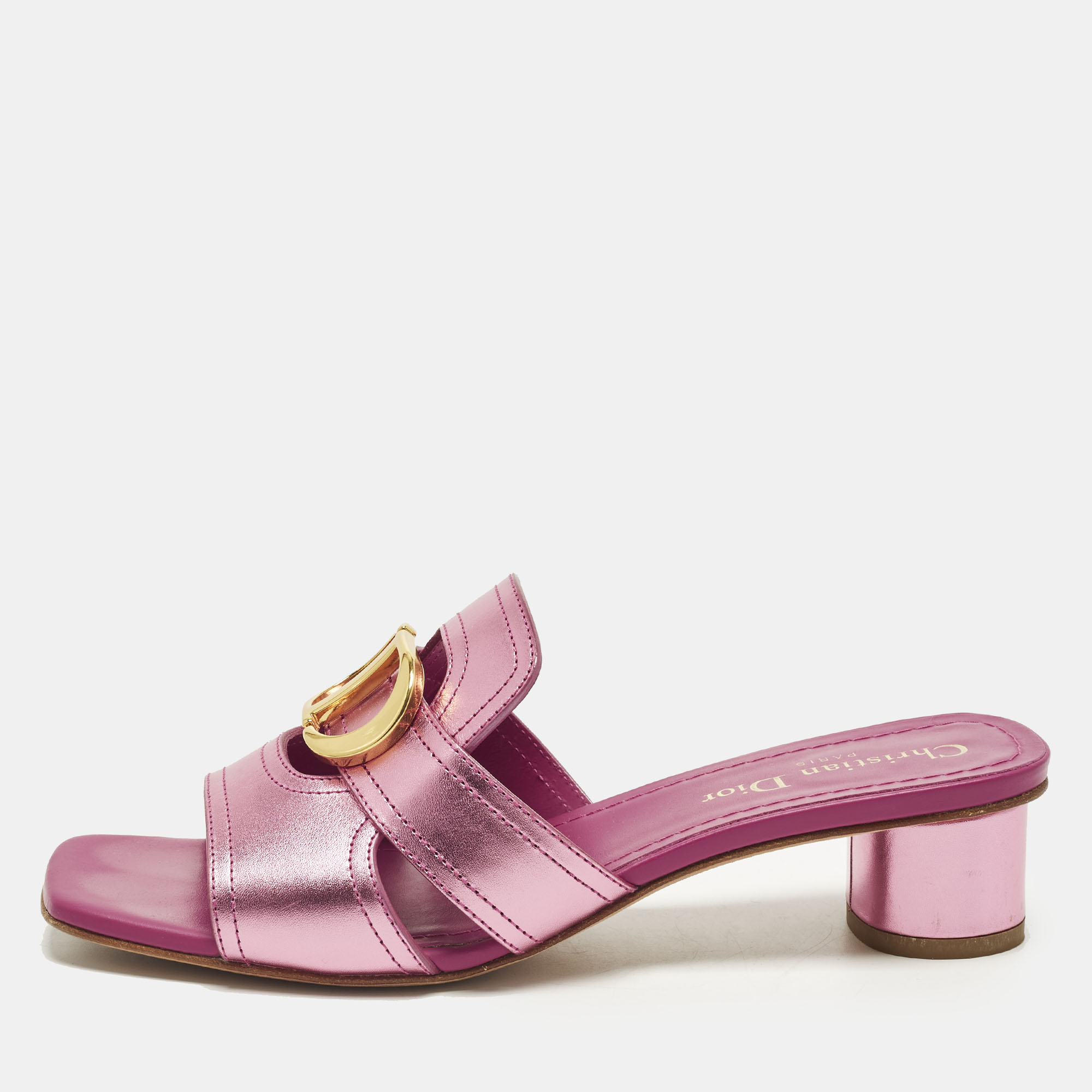 

Dior 30 Montaigne Size  Metallic Leather Slide Sandals