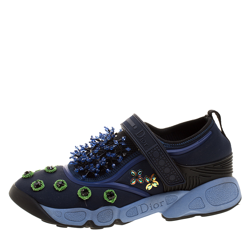 

Dior Blue Crystal And Sequins Embellished Fabric Fusion Sneakers Size