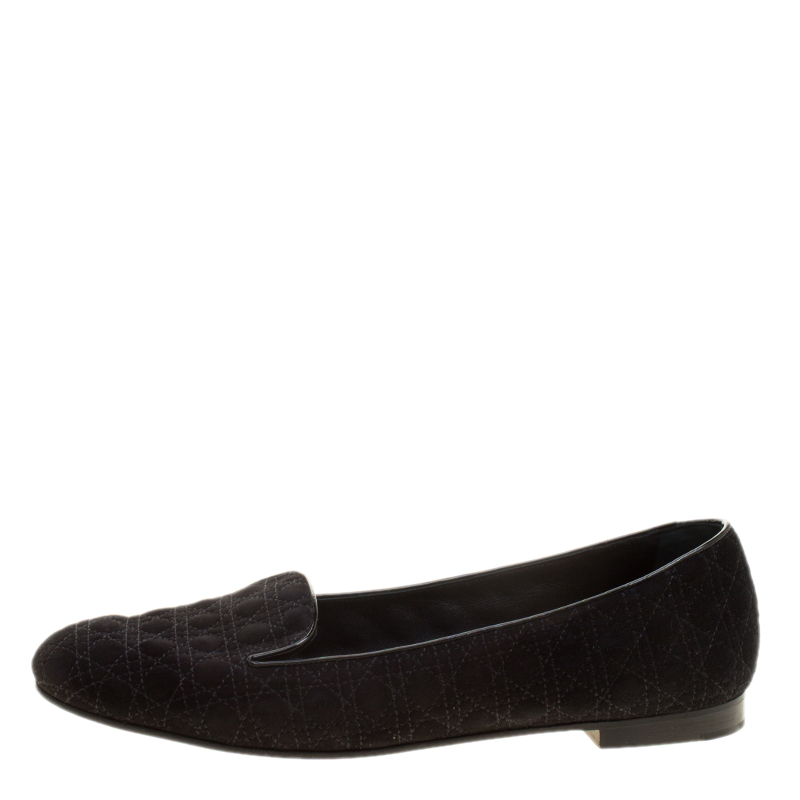 

Dior Black Cannage Suede Loafers Size