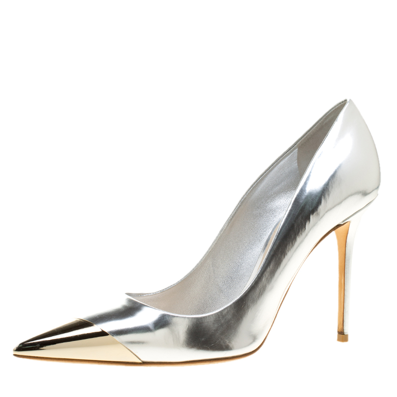 dior silver heels