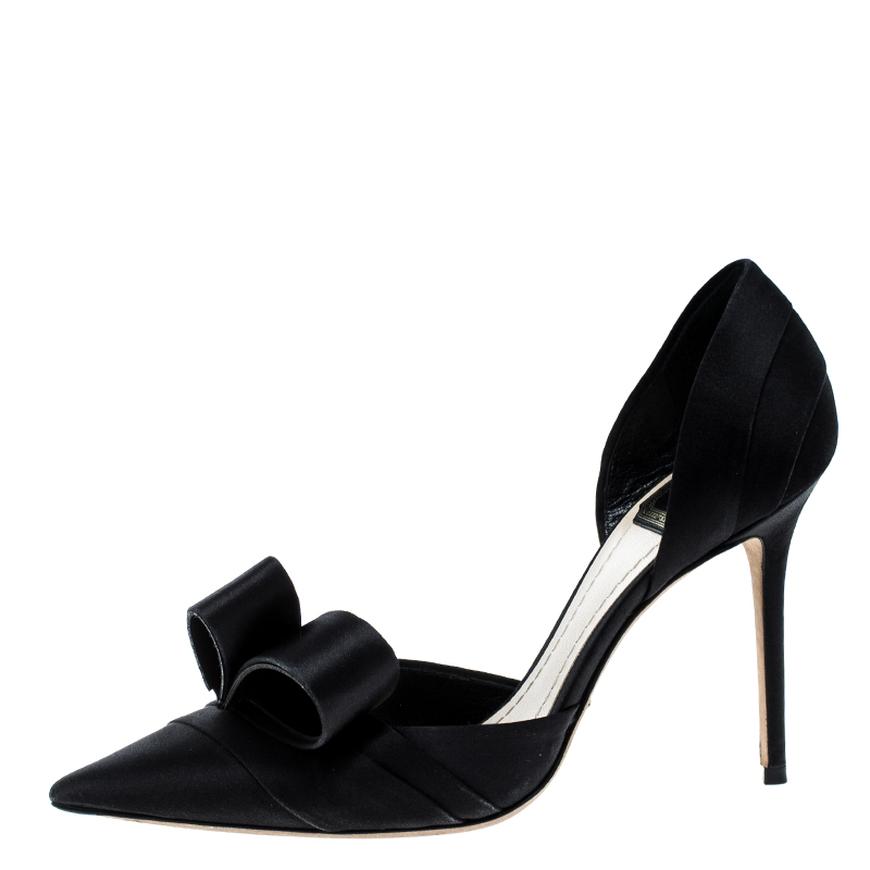 

Dior Black Satin Pointed Toe Bow D'Orsay Pumps Size
