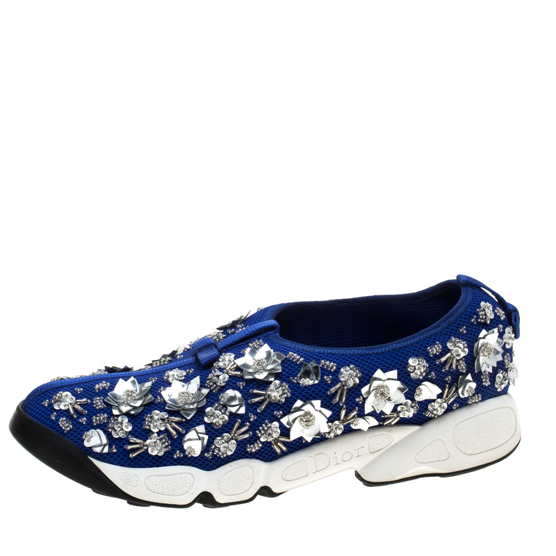 

Dior Blue Mesh Fusion Floral Embellished Sneakers Size