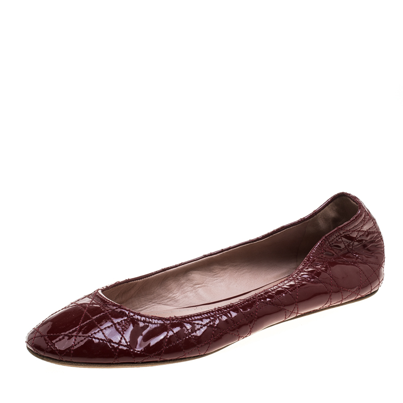 Christian Dior Red Patent Cannage Ballet Flats Size 41