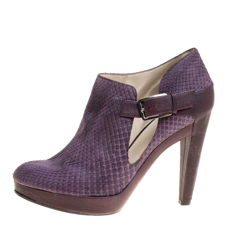 

Dior Purple Python and Leather Buckle Detail Platform Ankle Boots Size