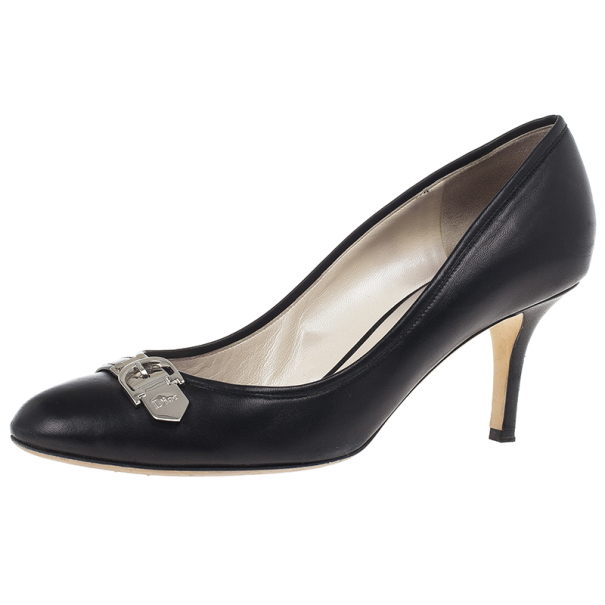 م ملوكة مسبقًا Dior Black Leather Buckle Pumps Size 40