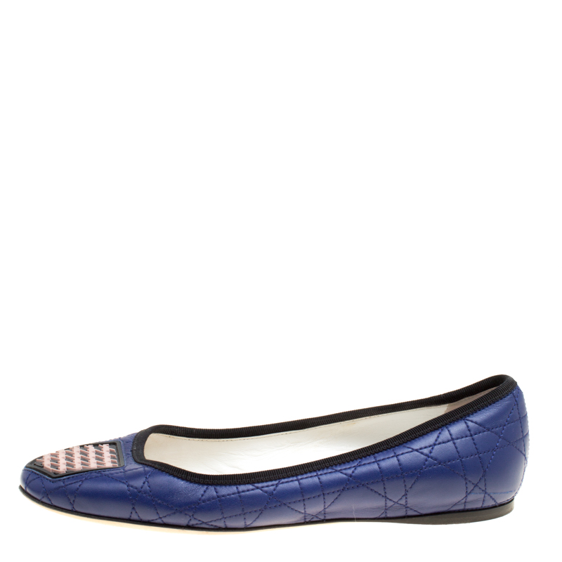 

Dior Blue Cannage Leather Ballet Flats Size