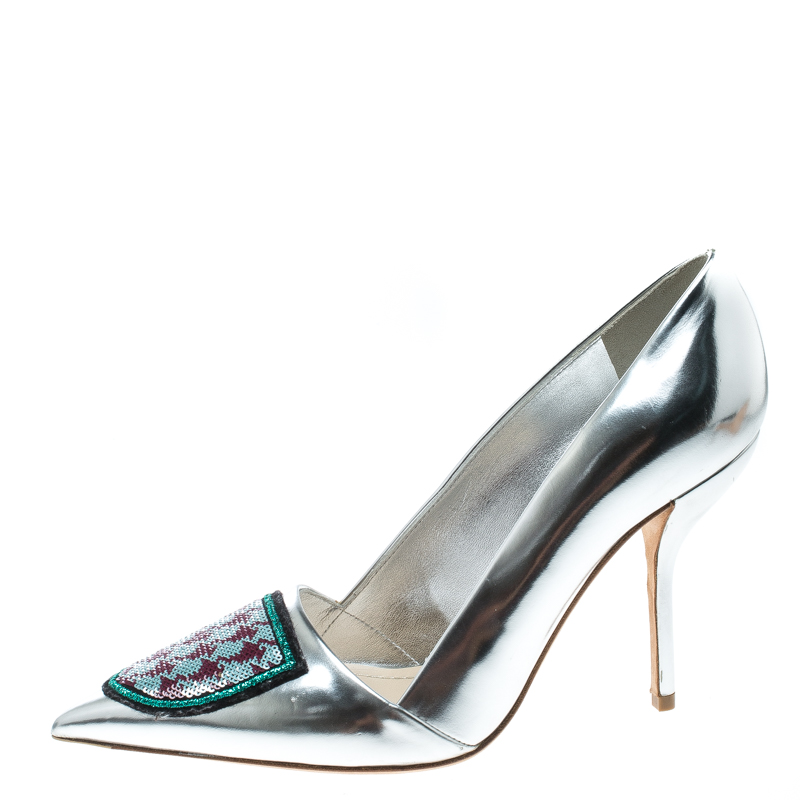 

Dior Silver Leather and Sequin Pointed Toe Pumps Size