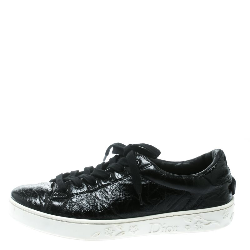 

Dior Black Patent Crinkled Leather Move Low Top Sneakers Size