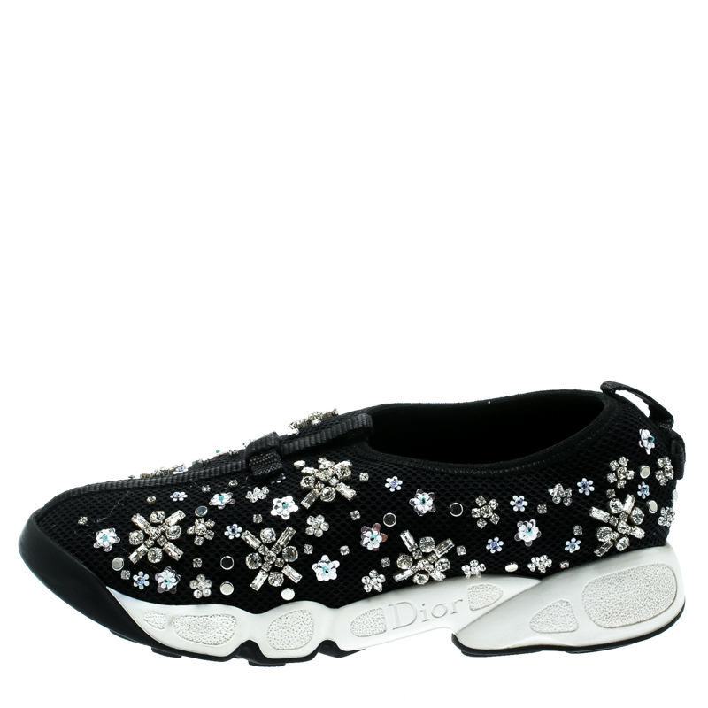 

Dior Black Mesh Fusion Embellished Sneakers Size