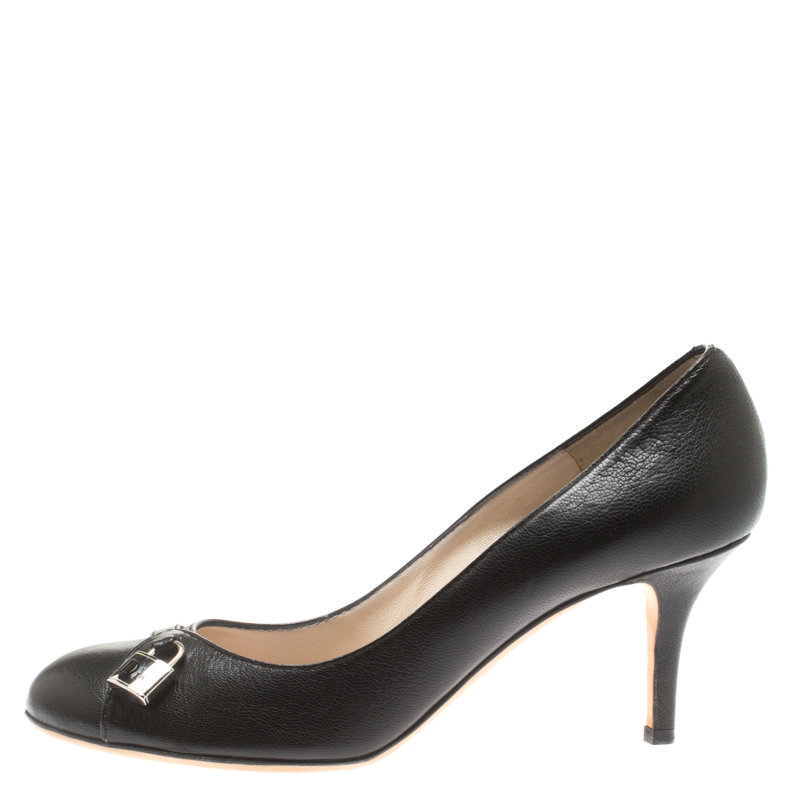 

Dior Black Leather Lock Detail Pumps Size
