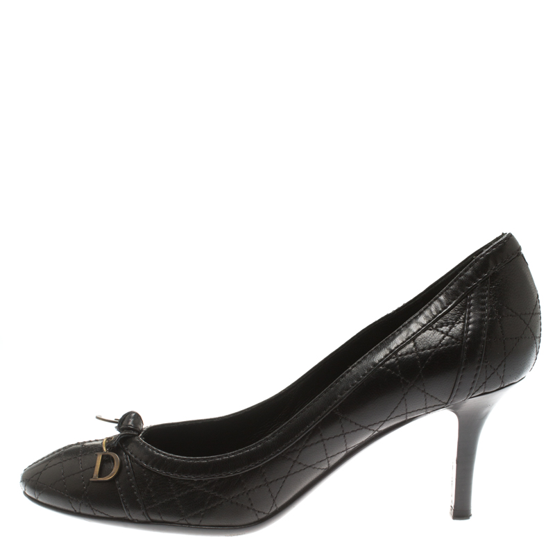 

Dior Black Cannage Leather Stitched Bow Pumps Size