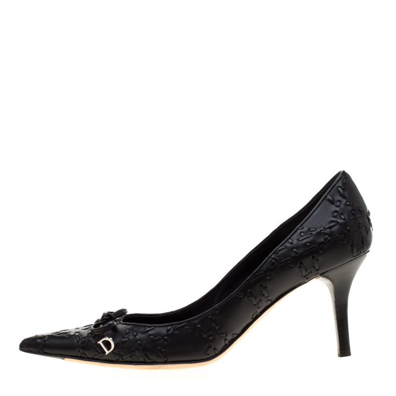 

Dior Black Cannage Stitch Leather Bow Pointed Toe Pumps Size