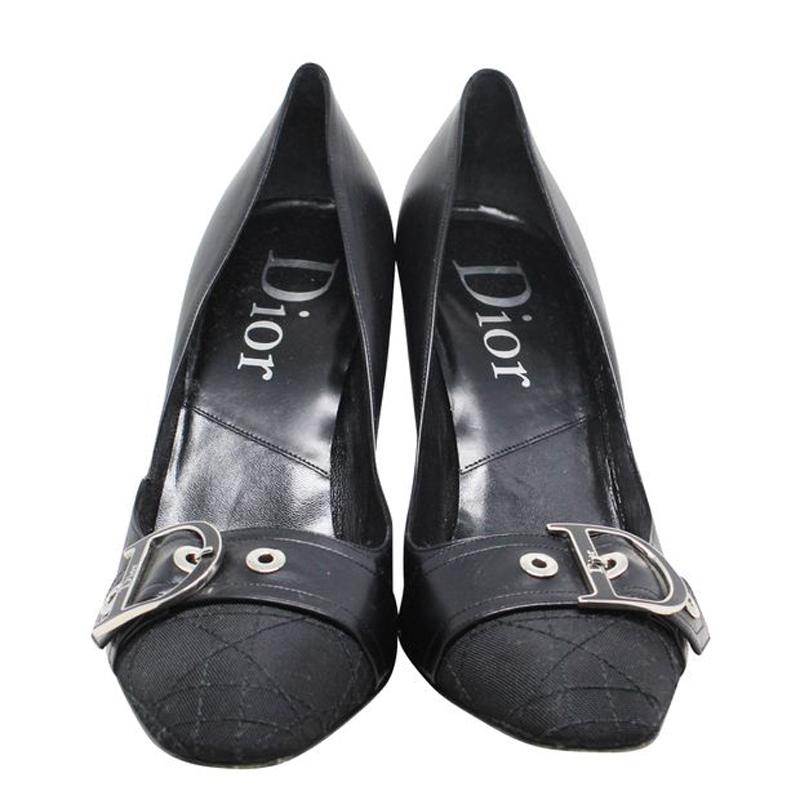 

Dior Black Leather D-Buckled Pumps Size