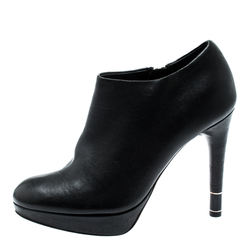

Dior Black Leather Platform Ankle Booties Size
