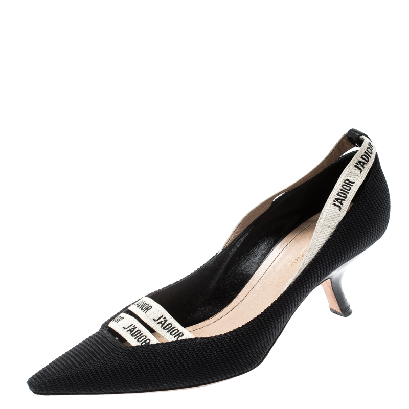 Dior Black Canvas J'adior Ribbon Pointed Toe Pumps Size 40 Dior The