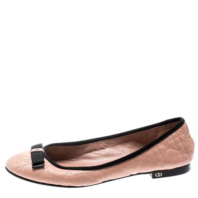 

Christian Dior Beige Quilted Cannage Leather My Dior Ballet Flats Size