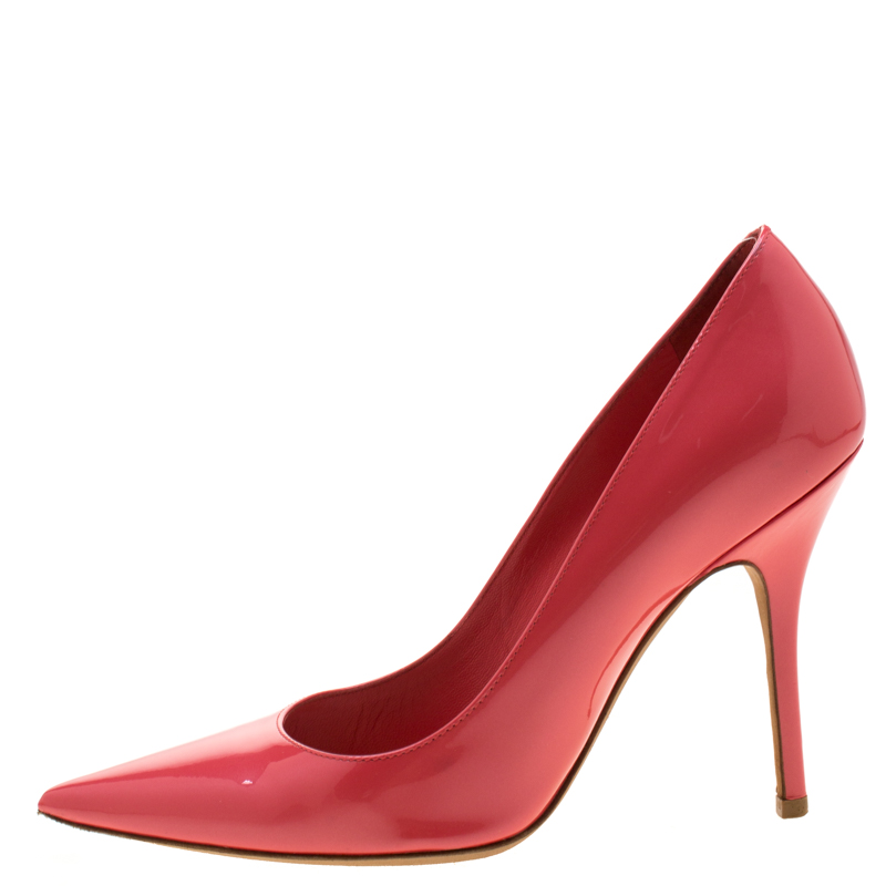 

Dior Coral Patent Leather Pointed Toe Pumps Size, Pink