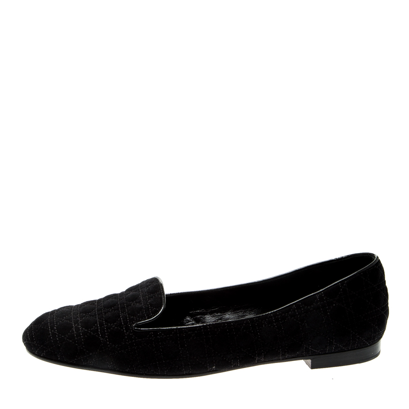 

Dior Black Suede Cannage Smoking Slippers Size